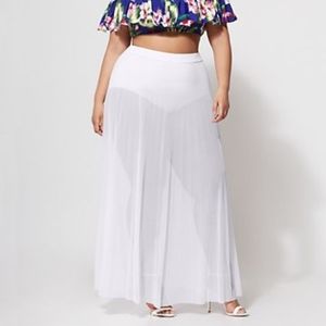 FTF White Sheer Skirt with built-in Panty NWOT